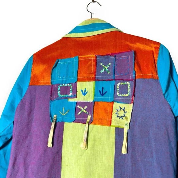Parsley & Sage Women’s Boho Chic Jacket Multicolor Patchwork Size Small Vibrant - Picture 8 of 8